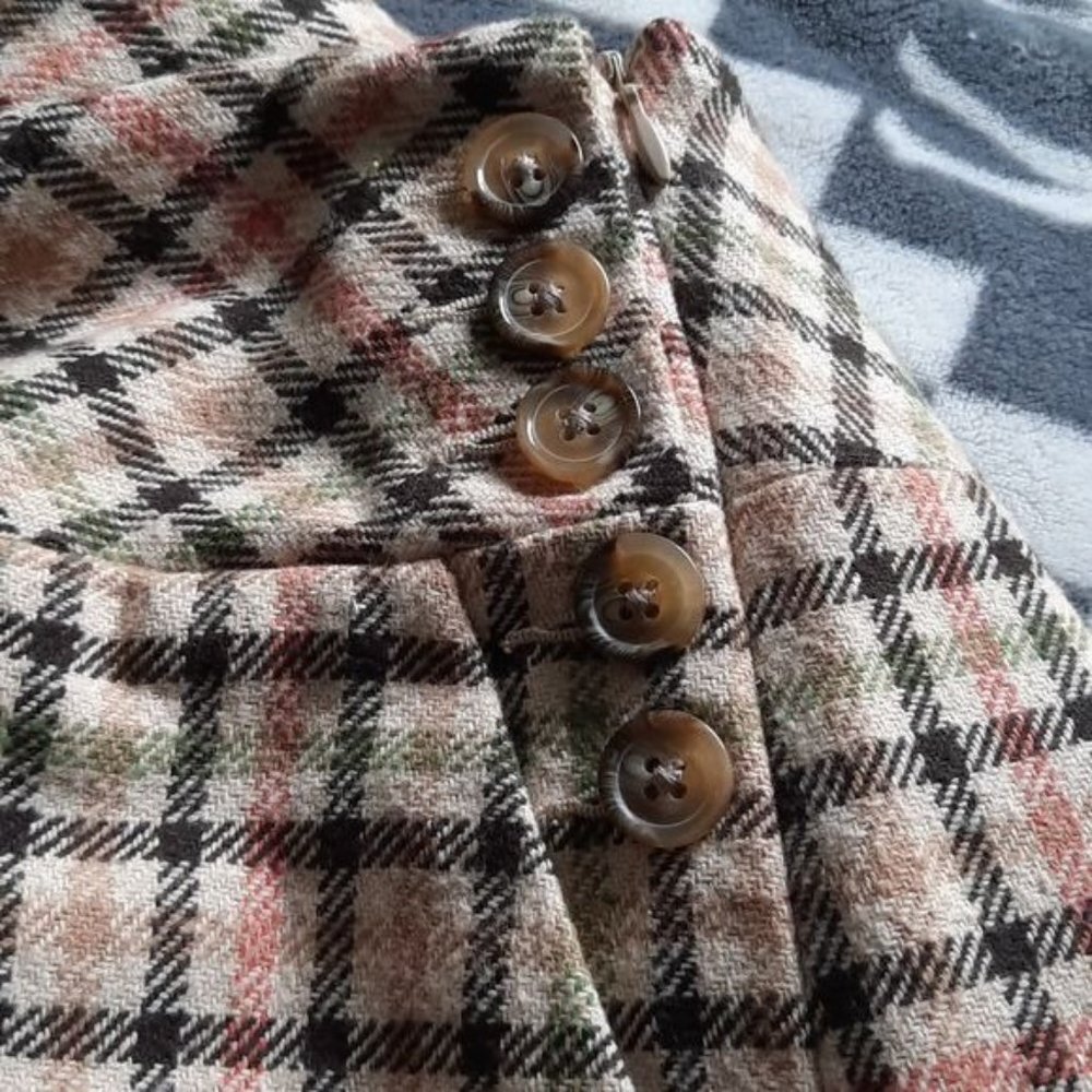 Ann Taylor NWT Tan Green Brown Orange Plaid Pleat School Girl Skirt Size 8 - Picture 6 of 8